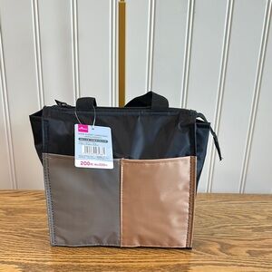 Daiso Black, Gray, and Brown Insulated Lunch Tote Bag